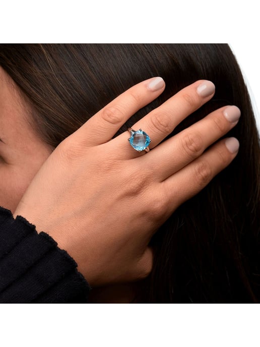 Zeeme Gemstones Ring Silver 925, rhodium-plated with blue topaz (beh.) 12mm - Image 4