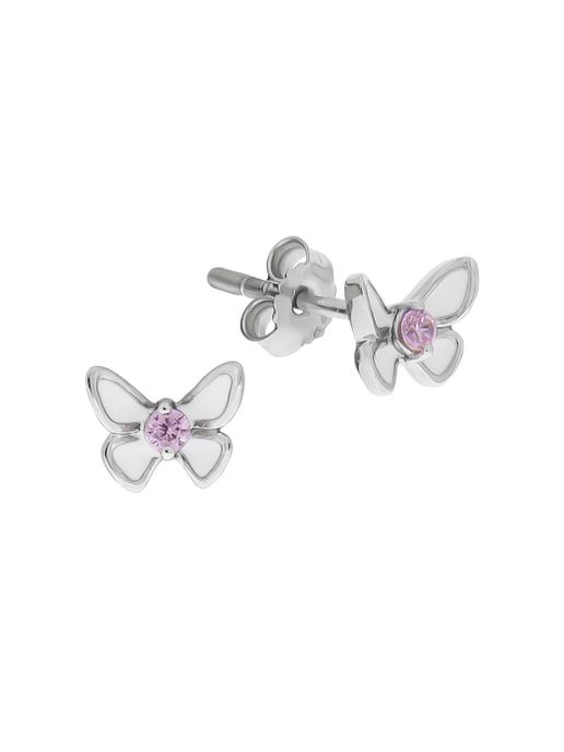 Zeeme for Kids Earrings Silver 925 butterfly zirconia pink - Image 1