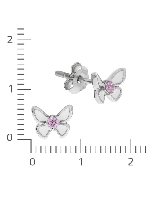 Zeeme for Kids Earrings Silver 925 butterfly zirconia pink - Image 2