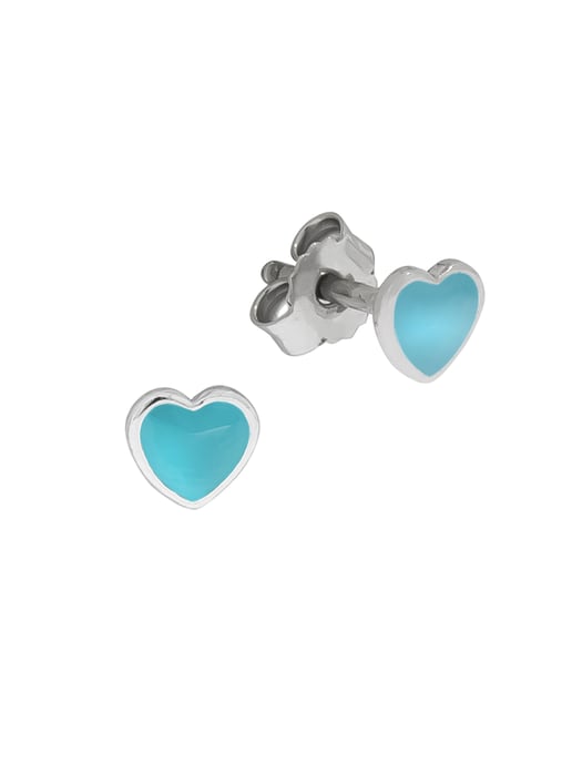Zeeme for Kids Earrings Silver 925 heart lacquer turquoise - Image 1