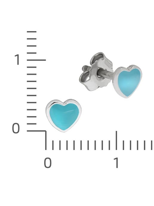 Zeeme for Kids Earrings Silver 925 heart lacquer turquoise - Image 2
