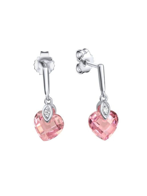 Zeeme for Kids Earrings 925/- Sterling silver zirconia heart pink - Image 2