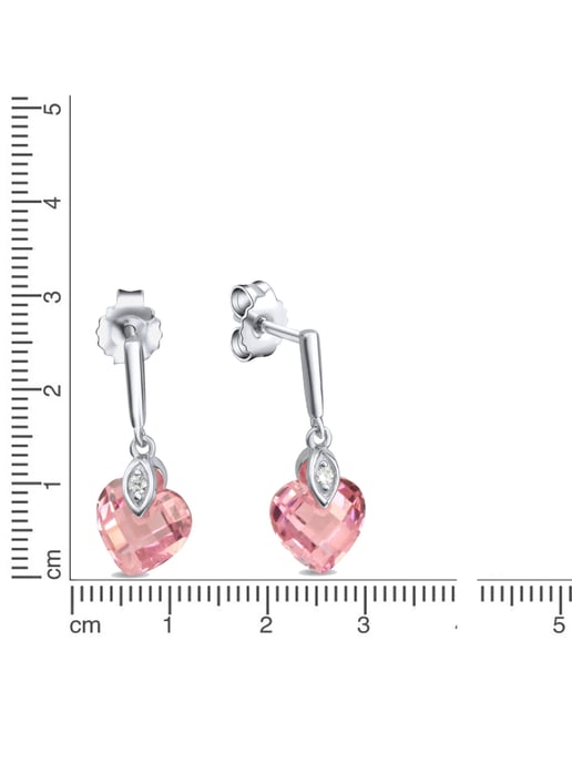 Zeeme for Kids Earrings 925/- Sterling silver zirconia heart pink - Image 3