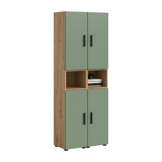 Furnilux Woonkast in artisan eik en rookgroen moderne woonwand met opbergruimte - Image 1