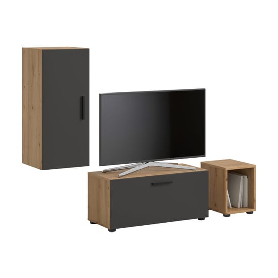 Furnilux Moderne woonwand in artisan eik stijlvolle opbergkast op wielen voor elk - Image 1