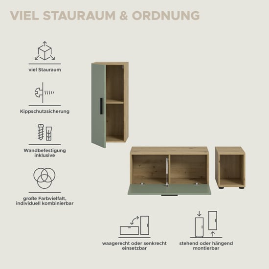 Furnilux Woonwand in artisan oak moderne opbergkast met wielen voor woonkamer - Image 3