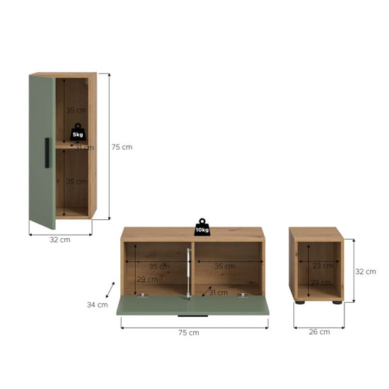 Furnilux Woonwand in artisan oak moderne opbergkast met wielen voor woonkamer - Image 4