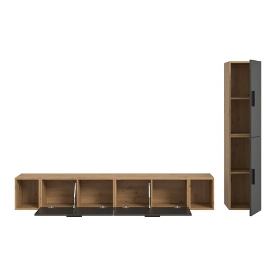 Furnilux Woonwand in artisan eik en basalt modulaire woonkast 259 cm breed - Image 2