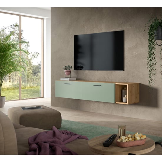 Furnilux Woonwand in artisan oak moderne opbergkast met wielen voor woonkamer - Image 5