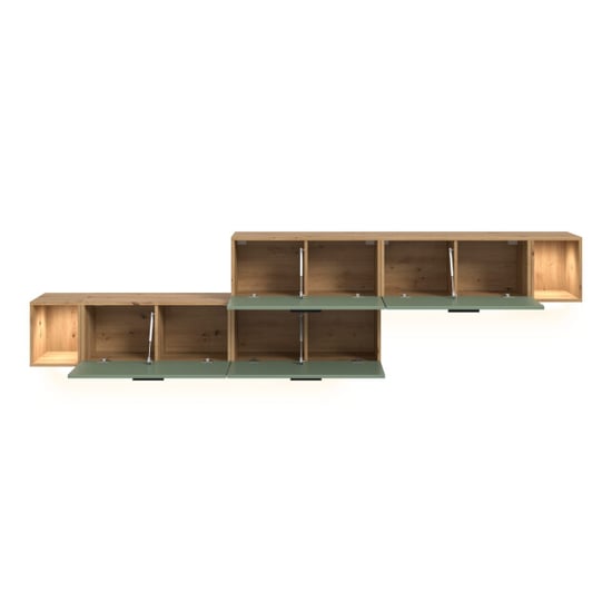Furnilux Moderne woonwand met verlichting in artisan eik en smoke green 276 cm breed - Image 3