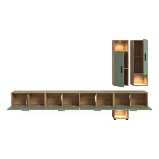 Furnilux Woonkast met ingebouwde verlichting moderne woonwand in eik en groen 300 cm - Image 3