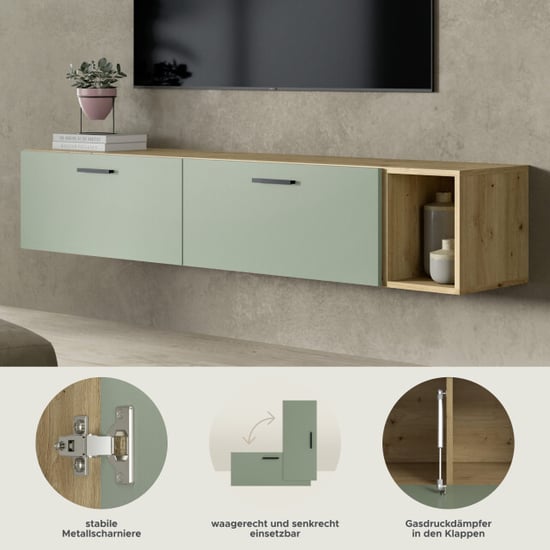 Furnilux Woonwand in artisan oak moderne opbergkast met wielen voor woonkamer - Image 6