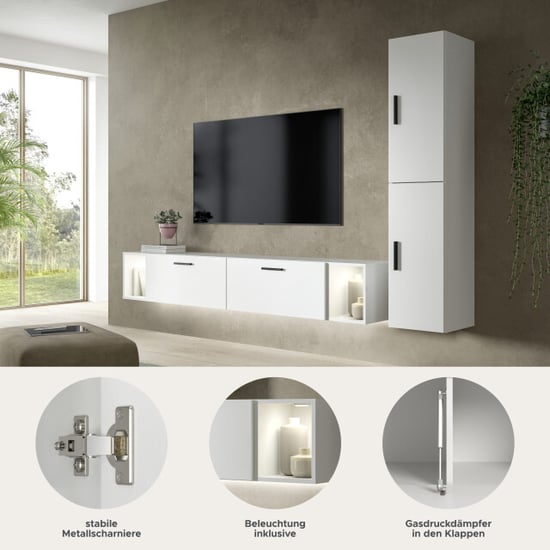 Furnilux Moderne woonwand met verlichting ruime opbergkast in tijdloos 259 cm - Image 4