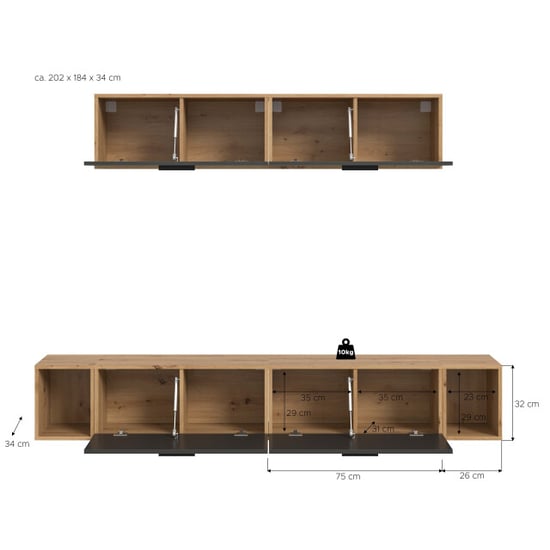 Furnilux Woonkast in artisan eik en basalt moderne woonwand met opbergruimte 202 cm - Image 3