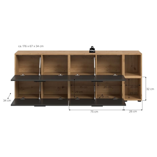 Furnilux Modulaire woonwand in artisan eik en basalt ruime opbergkast voor woonkamer - Image 3