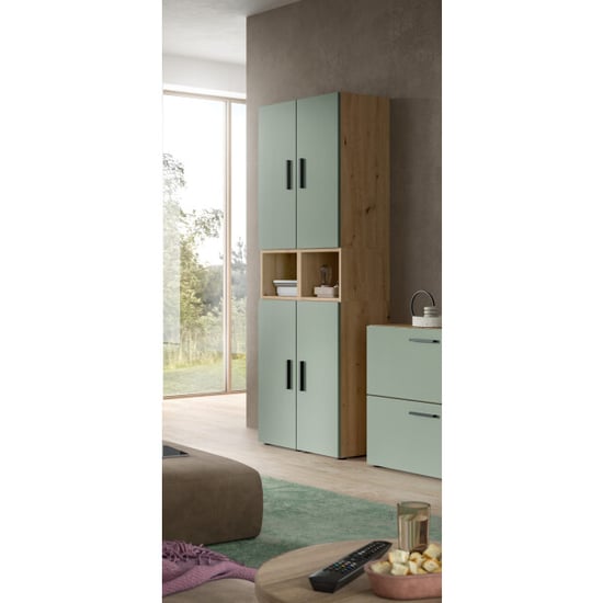 Furnilux Woonkast in artisan eik en rookgroen moderne woonwand met opbergruimte - Image 5