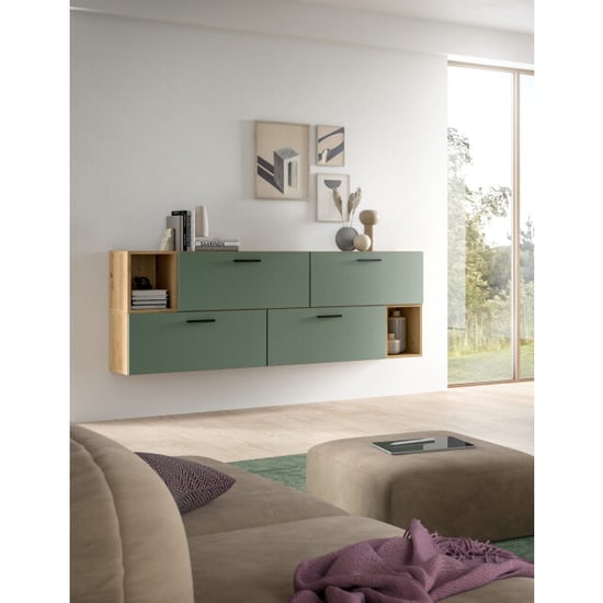 Furnilux Modulaire woonwand in artisan eik en rookgroen stijlvolle opbergoplossing - Image 2
