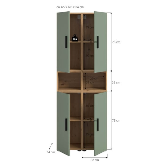Furnilux Woonkast in artisan eik en rookgroen moderne woonwand met opbergruimte - Image 6