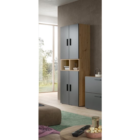 Furnilux Woonkast in artisan eik en basalt moderne woonwand met opbergruimte - Image 4