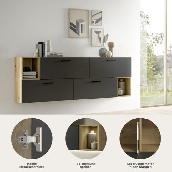 Furnilux Modulaire woonwand in artisan eik en basalt stijlvolle opbergoplossing voor - Image 5