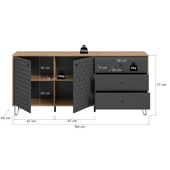 Furnilux Sideboard artisan oak en moderne opbergkast met lades en open vakken - Image 2