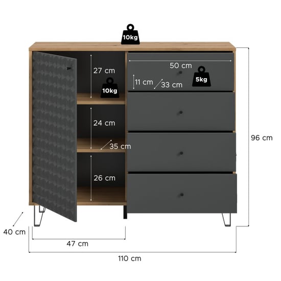 Furnilux Elegante hoge kast in artisan eik en ruime opbergoplossing met lades - Image 2