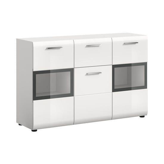 Furnilux Elegant sideboard met glazen deuren en lade moderne opbergkast voor woonkamer - Image 1