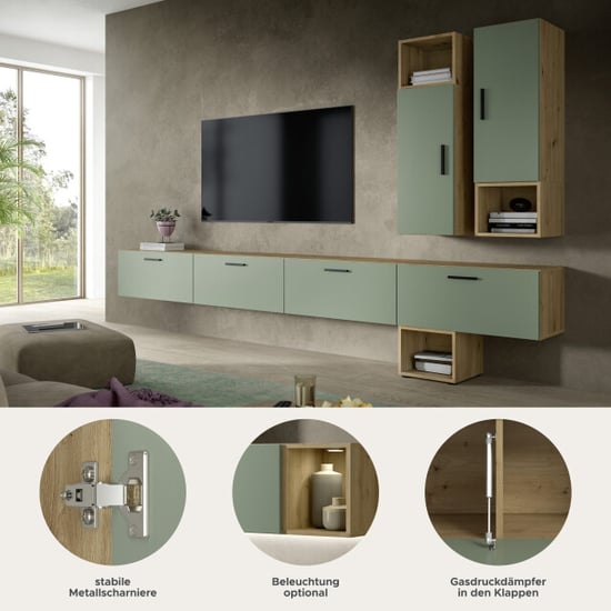 Furnilux Modulaire woonwand in artisan eik en rookgroen stijlvolle opbergoplossing voor - Image 3