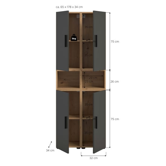 Furnilux Woonkast in artisan eik en basalt moderne woonwand met opbergruimte - Image 5