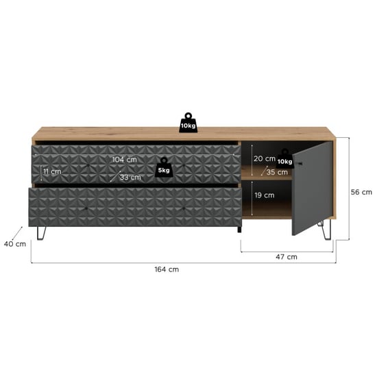 Furnilux Modern lowboard in eikenlook en ruime opbergkast met laden - Image 2