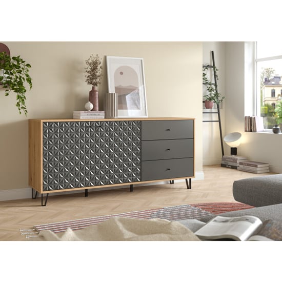Furnilux Sideboard artisan oak en moderne opbergkast met lades en open vakken - Image 3