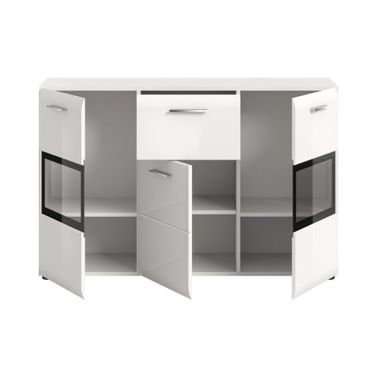 Furnilux Elegant sideboard met glazen deuren en lade moderne opbergkast voor woonkamer - Image 2
