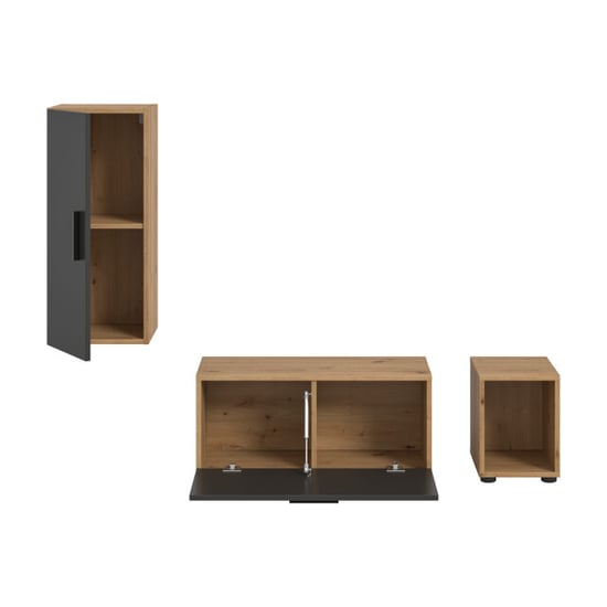 Furnilux Moderne woonwand in artisan eik stijlvolle opbergkast op wielen voor elk - Image 2