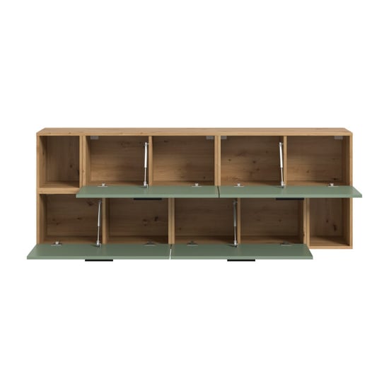 Furnilux Modulaire woonwand in artisan eik en rookgroen stijlvolle opbergoplossing - Image 5