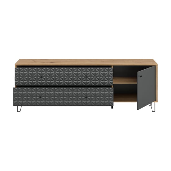 Furnilux Modern lowboard in eikenlook en ruime opbergkast met laden - Image 3