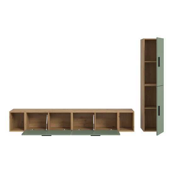 Furnilux Woonwand in artisan eik en rookgroen modulaire woonkast 259 cm breed - Image 5