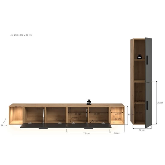Furnilux Woonwand met verlichting in artisan eik moderne opbergoplossing voor elk - Image 3