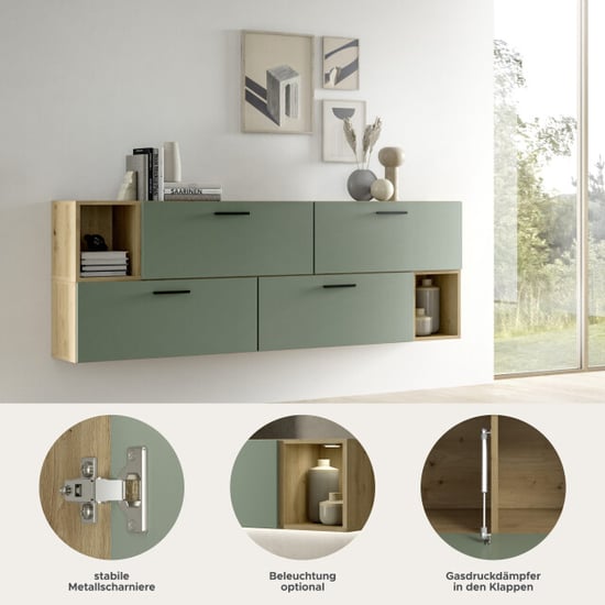 Furnilux Modulaire woonwand in artisan eik en rookgroen stijlvolle opbergoplossing - Image 6