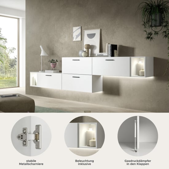 Furnilux Moderne woonkast met verlichting stijlvolle woonwand in 276 cm breed - Image 3