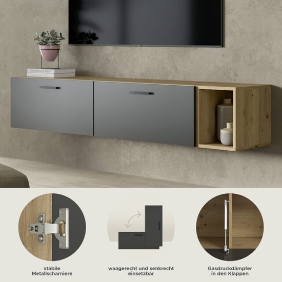 Furnilux Moderne woonwand in artisan eik stijlvolle opbergkast op wielen voor elk - Image 3