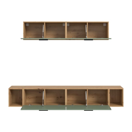 Furnilux Woonwand in artisan eik en rookgroen modulaire kast met opbergruimte 202 cm - Image 6