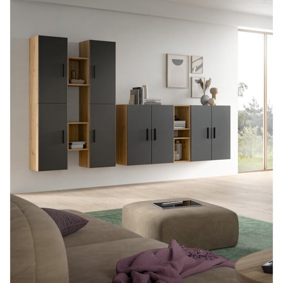 Furnilux Woonwand in artisan eik en basalt modulaire kastcombinatie voor elk interieur - Image 4