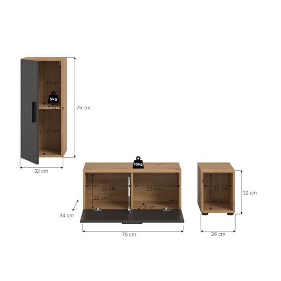 Furnilux Moderne woonwand in artisan eik stijlvolle opbergkast op wielen voor elk - Image 4