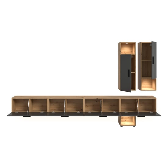 Furnilux Moderne woonwand met verlichting klassiek design in artisan eik 300 cm breed - Image 3