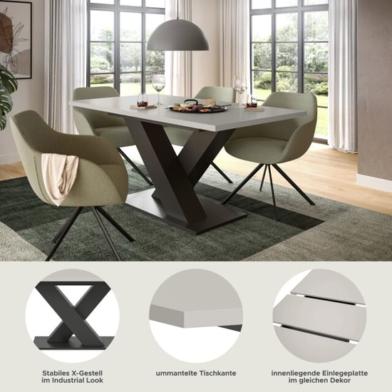 Furnilux Eetkamer tafel in kasjmier en look moderne design tafel met x-poot - - Image 2