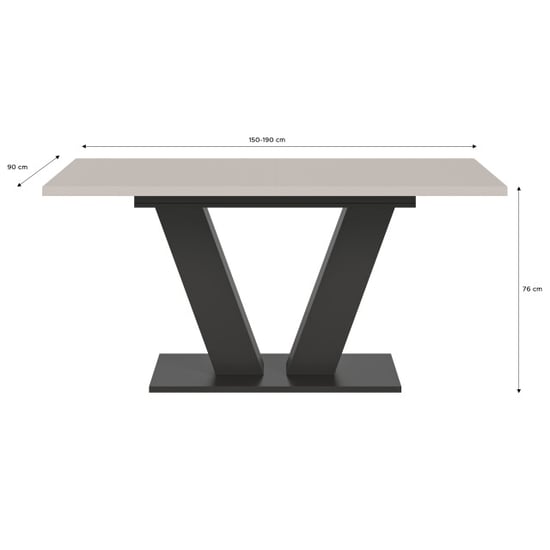 Furnilux Moderne eettafel in kasjmier en verstelbaar design met v-poot 150 cm - Image 2