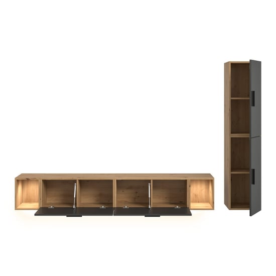 Furnilux Woonwand met verlichting in artisan eik moderne opbergoplossing voor elk - Image 5