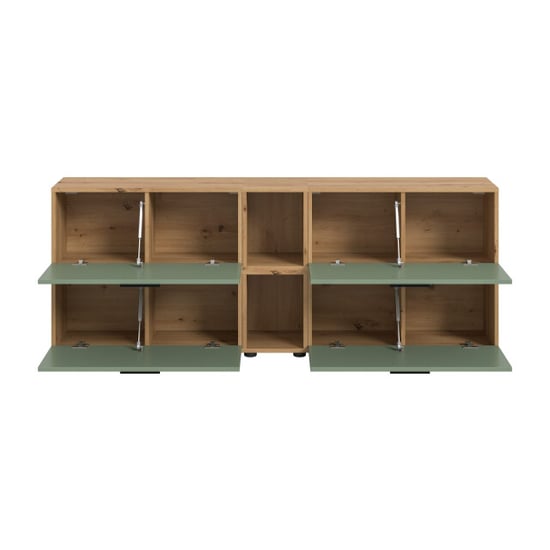 Furnilux Woonwand in artisan eik en smoke green modulaire kast met opbergruimte 176 - Image 3
