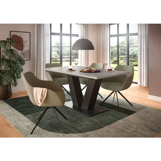 Furnilux Moderne eettafel in kasjmier en verstelbaar design met v-poot 150 cm - Image 3