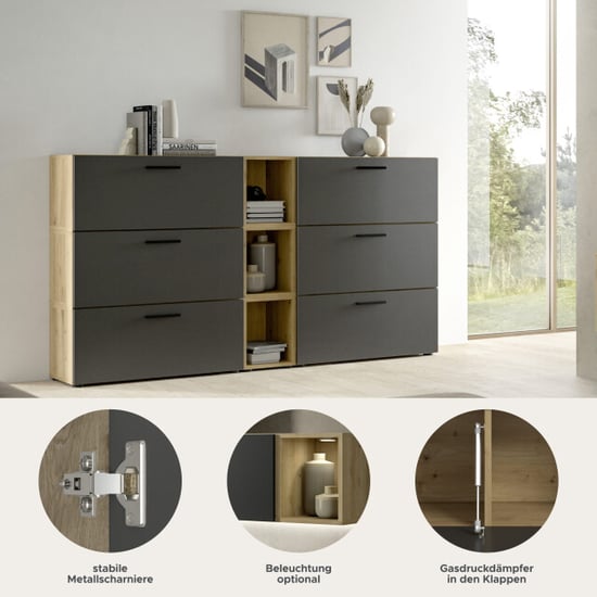 Furnilux Woonkast-combinatie in artisan eik en basalt moderne woonwand voor elk - Image 4